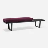 Slat bench, model 4692 by George Nelson & Associates, lacquered wood, upholstery, sold Feb 2026