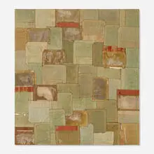 Samuel Levi Jones, Supreme Constructs, 2018, found textile and paper collage on canvas
