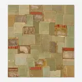 Samuel Levi Jones, Supreme Constructs, 2018, found textile and paper collage on canvas