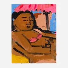 At La Playa by Monica Kim Garza, 2021, acrylic on paper, sold Feb 2026