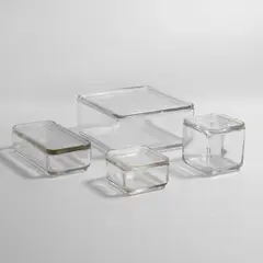 Wilhelm Wagenfeld, Group of four 'Kubus' moulded glass kitchenware, 1938