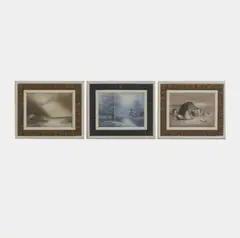 Ron Hitchins, Set of three picture frames, each mounted with a single row of terracotta tiles