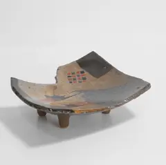 Stoneware footed dish by John Maltby, sold Oct 2025