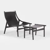 Stefano Gallizioli, Ebonised and leather 'Mira' armchair and footstool