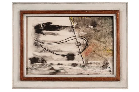 John Tunnard, Fish (Whale), watercolour and charcoal on paper