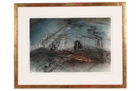 John Tunnard, Untitled - (abstract with three crosses), watercolour and gouache