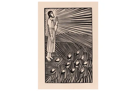 Eric Gill, Ascension, wood engraving, from Cleverdon 1929 book edition
