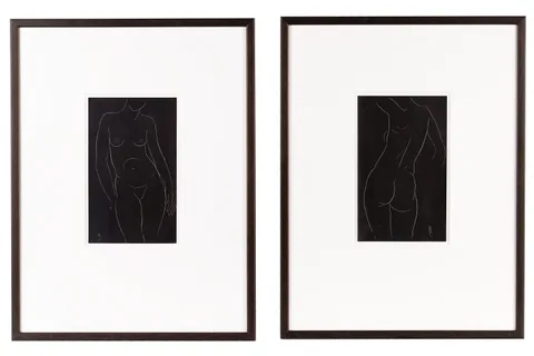 Eric Gill, Two plates from Twenty-Five Nudes, wood engraving