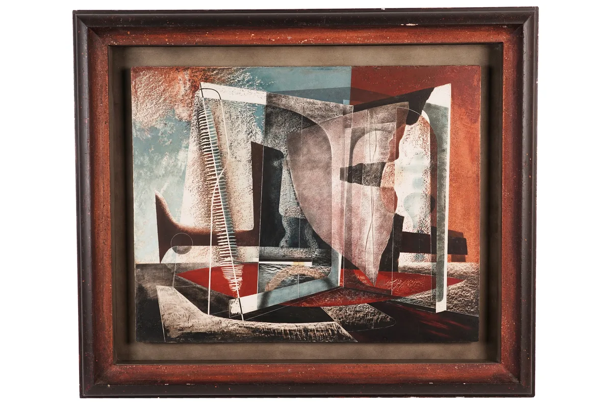 John Tunnard, Painting 1948, oil on masonite