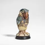 Martin Brothers, 'Wally Bird' tobacco jar and cover, 1898, Stoneware, salt-glazed in tones of cream, brown, blue and green