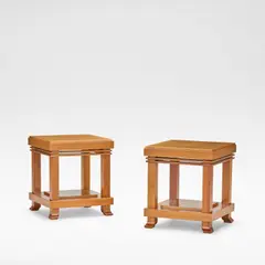 for Cassina by Frank Lloyd Wright, circa 1989, Cherry wood, the rectangular tops raised on square supports, sold Jun 2025