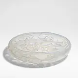 'Cyprins', bowl, designed 1921 by René Lalique, Opalescent glass, of shallow form, moulded in relief with a school of fish, offered Jun 2025