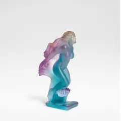 for Daum by André Deluol, Cast pate de verre glass in tones of violet and blue, modelled as the sea nymph Amphitrite, offered Jun 2025