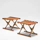 Poul Hundevad, 'Guldhøj', model no. 41, pair of stools, circa 1960, Oak, leather