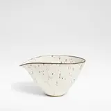 Lucie Rie, Bowl with pouring lip, circa 1959, Stoneware, white glaze with manganese rim and integrated manganese speckle