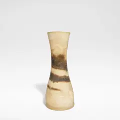 Lucie Rie, Tall vase, circa 1975, Stoneware, mixed clays producing an integral brown spiral beneath a matte cream glaze