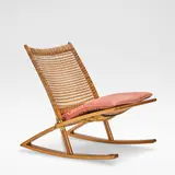 F. Kayser, for Vatne Mobler, Teak, handwoven cane, brass details