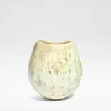 John Ward, Squared pot, Stoneware, mottled cream, green and brown matt glazes over a lightly textured body
