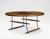Jens Quistgaard, 'Conical-stick' table, designed 1966, Indian rosewood, chromium-plated metal