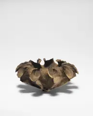 Untitled by Ursula Morley Price, Stoneware, layered dry slips and glazes in mottled brown, sold Oct 2024