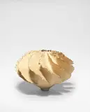 Ursula Morley Price, 'Breeze Flange' circa 1976, Stoneware, pale creamy brown layered slips and glazes with brown to the frilled rims