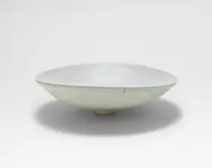 Rupert Spira, Large open 'Poem' bowl, circa 2003, Stoneware, pale blue celadon mottled glaze, script incised through black pigment