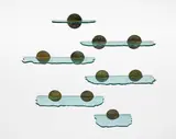 Danny Lane, Set of six shelves, 1984-1986, Hand-cut float glass, painted steel