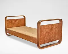 Prototype single bed by Marcel Breuer, 1935, Columbian pine, sold Oct 2024