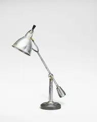 Adjustable table lamp, model no. EB 28, designed 1925 by Édouard-Wilfred Buquet, Nickel plated-brass, aluminium, painted wood, sold Oct 2024