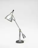 Édouard-Wilfred Buquet, Adjustable table lamp, model no. EB 28, designed 1925, Nickel plated-brass, aluminium, painted wood