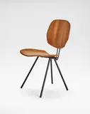 Osvaldo Borsani, Folding chair, model no. S88, circa 1957, Walnut-veneered plywood, painted steel, brass, rubber