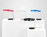 Heinz G. Pfaender, Set of four 'Oslo' table lamps, designed 1961, Painted metal, chromium-plated steel