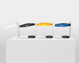 Heinz G. Pfaender, Set of four 'Oslo' table lamps, designed 1961, Painted metal, chromium-plated steel