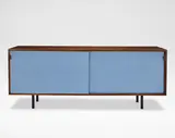 Florence Knoll, Sideboard, model no. 116, designed 1948, produced 1950s-1960s, Mahogany, elm, painted steel, fabric upholstery