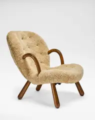 Arnold Madsen, 'Clam' chair, produced 1953-1960s, Beech, wool upholstery