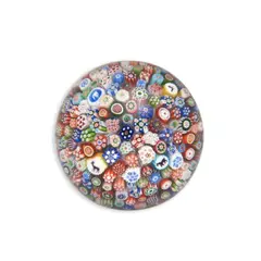 Antique Baccarat Close-Packed Millefiori Paperweight, France, dated 1849, with silhouette canes of a squirrel, stag, horse and rooster, ht. 1 3/4, dia. 2 3/8 in.