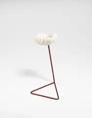 and Mathieu Matégot by Georges Jouve, circa 1951, Glazed stoneware, painted metal, sold Apr 2024