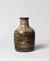 Hans Coper, Untitled, Stoneware with manganese glaze, the body with incised and inlaid design, the interior with a manganese glaze