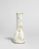Tall vase by Lucie Rie, circa 1978, Stoneware, white and mottled brown glazes, sold Apr 2024