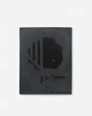 Yasuo Hayashi, Plaque, 1989, Stoneware, black slip and resist-applied clear glaze