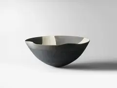 Martin Smith, Large bowl, circa 1974, Earthenware, raku-fired with white splashed glaze