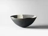 Martin Smith, Large bowl, circa 1974, Earthenware, raku-fired with white splashed glaze
