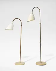 Arne Jacobsen, Pair of standard adjustable lamps, designed 1929, Tubular brass, painted metal