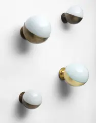 Vilhelm Lauritzen, Set of wall lights, model no. 10630, designed for the Radiohuset, National Broadcasting House, Copenhagen, 1936-1941, Coloured glass, brass