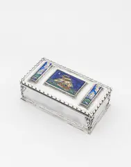 Omar Ramsden, Cigarette box, 1931, Sterling silver, enamel, cedar wood