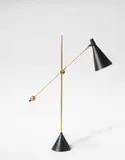 Tapio Wirkkala, Standard lamp, model no. K 10-11, circa 1954, Brass, tubular brass, painted metal