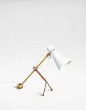 Tapio Wirkkala, Adjustable table lamp, model no. K 11-16, circa 1958, Tubular brass, leather-bound tubular brass, brass, painted aluminium