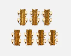 Pietro Chiesa, Set of seven wall lights, circa 1938, Brass, paper shades