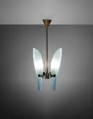Ceiling light by Max Ingrand, circa 1961, Opaque glass, brass, sold Apr 2024