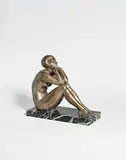 Maurice Guiraud-Rivière, 'Thoughts', circa 1930, Patinated bronze, marble
